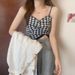 ng2510292 Women's Vest Spring Summer French Style Inner Unique Houndstooth Small Camisole Pure Desire Short Sweet Spicy Girl_ecoleips.com