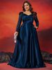 Plus Size Sequined V Neck Long Sleeved Dress American Style For Formal Evening Parties Banquets Women's Party Wear_ecoleips.com
