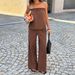 Women's Strapless Ruffled Wide Leg Pants Set European And American Casual Commuter Style Spring/Summer Cross Border Clothing_ecoleips.com