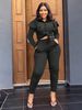 Women's Clothing Fashion Slim Long Sleeve Solid Color Lapel Button Cardigan Lotus Leaf Sleeve Shirt Top Elegant_ecoleips.com