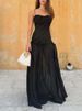 Lady Fashion Embroidery Splicing Long Dress Elegant Strapless 3d Flower Party Gowns Sexy Sleeveless Backless Solid Evening Dress_ecoleips.com