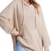 Women's Autumn Winter Hoodie Waffle Knit Side Slit Pullover Sweatshirt Long Sleeve with Pockets Fashionable Casual Top for Women_ecoleips.com