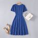 2023 Summer New Short-Sleeve Round Neck Slim-Fit Knee-Length European And American Retro Polka Dot Floral Dress_ecoleips.com