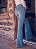 Women's High Waist Flared Jeans – Vintage Embroidered Denim Pants With Stretch For A Retro & Slim Fit_ecoleips.com