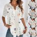 Women's Short Sleeve Buttoned Lapel Shirt Fashion Top Relaxed Everyday Wear Comfortable Feshion_ecoleips.com