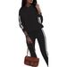 Women's Casual Two-Piece Sportswear Set – Black Top & Pants (S-XXL, Spring & Autumn)_ecoleips.com