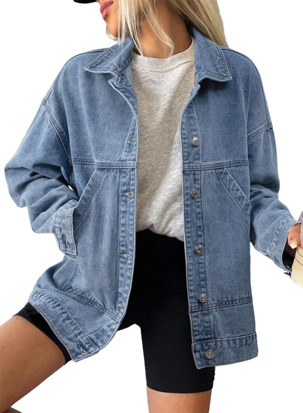 Women's Loose Fit Denim Jacket Versatile Spring Autumn Fashion Outerwear Relaxed Everyday Wear Comfortable Feshion_ecoleips.com