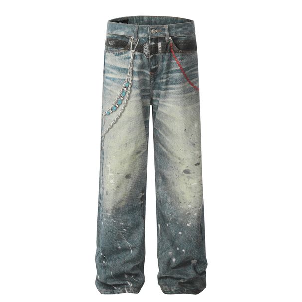 Women’s Clothing Trendy Washed Old Design High End Men's Straight Loose Jeans_ecoleips.com