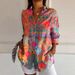 2026 Cross-Border Best-Seller 3D Color Block Print Pattern Autumn Casual Loose Shirt For Women, European And American_ecoleips.com