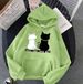 New Fleece-lined Hooded Women's Sweatshirt, Autumn And Winter New Versatile Cartoon Cat Student Oversized_ecoleips.com