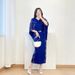 Miyake Women's Pleated V Neck Dress Elegant High End Loose Batwing Sleeve Mid Length Summer Style Versatile New Dress_ecoleips.com