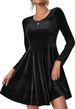 Aria Basics Aria Basics 2025 European And American Cross-Border Trade Autumn Winter New Women's Long Sleeve Round Neck Flared Velvet Knee-Length_ecoleips.com