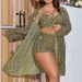 Aria Basics Cross-border Geometric Pattern Plus-size Swimsuit For Women, High-waisted Cover-up Three-piece Bikini Set In_ecoleips.com