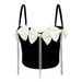 Women's Clothing Exquisite Rhinestone Tassel Heavy Double Layer Black Large Bow Diamond Chain Bow Tie Fishbone Corset_ecoleips.com