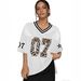 Women's V-Neck Leopard Print Baseball Jersey T-Shirt Loose Fit Short Sleeve Sporty Casual Top with Number 07 Design_ecoleips.com