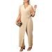 Women's Clothing Summer Solid Color Loose Casual Straps Ladies Jumpsuit V Neck_ecoleips.com