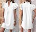 Women's Summer Fashion V Neck Pullover Dress Multi Layered Ruffle Sleeve Versatile Elegant European American Style New_ecoleips.com