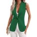 Women's Sleeveless Round Neck Single Button Jacket , Lightweight Polyester, Casual & Sexy_ecoleips.com