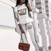 Women's Letter Print Hoodie And Jogger Set - Casual Fleece-Lined Sweatsuit With Long Sleeve, Relaxed Fit For Fall/Winter Gym Lounge (White, S-Xxl)_ecoleips.com