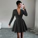 Voya Foreign Trade European And American New Spring-summer Fashion Sweet Polka Dot V-neck Long-sleeve_ecoleips.com