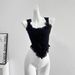 American-style Knitted Camisole Women's Clothing, New Summer Collection, Pure And Alluring Style, Ruffled Lace Splicing,_ecoleips.com