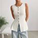 Women's Clothing Pullover Fashion Knitted Sweater Vest Vest Gold Button_ecoleips.com