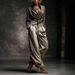 Women's Clothing V Neck Sleeveless Waist Cinching Wide Leg Pants Suit Women's Fashionable Casual Two Piece Set European American Style_ecoleips.com