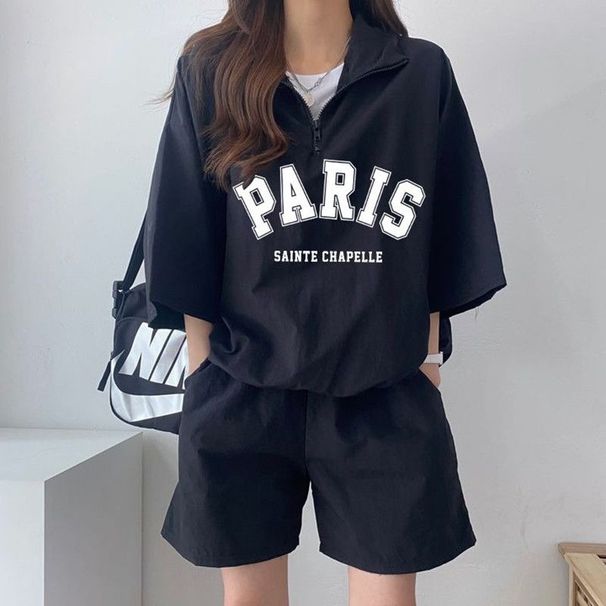 Women's Ice Silk Cropped Casual Fashion Set Short Sleeved Loose Sports Two Piece Set Korean Style Summer New 2026_ecoleips.com