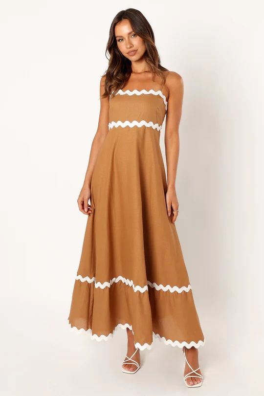 Women's splicing elegant sling tube top oversized swing dress_ecoleips.com