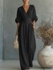 Elegant V Neck Women's Jumpsuit Waist Cinching Spring/Summer Fashion_ecoleips.com
