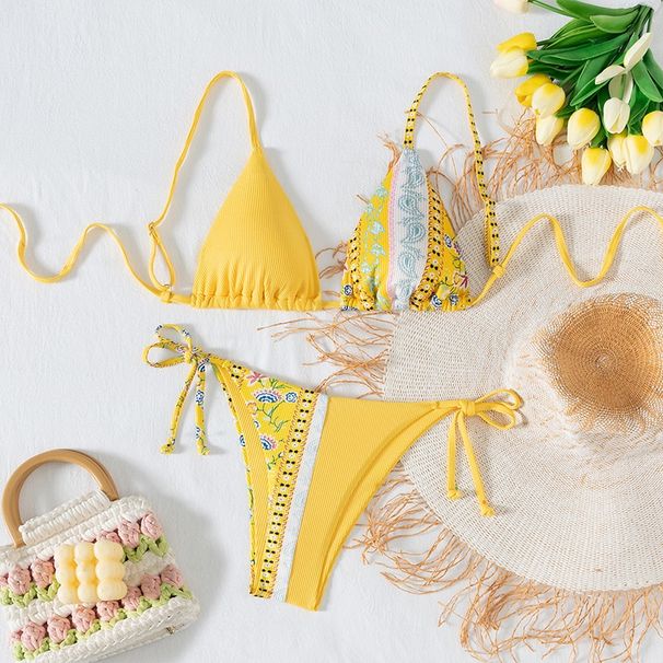 Aria Basics 2024 New European And American Swimwear Sexy Two-Piece Set Printed Swimsuit Women's Bikini_ecoleips.com