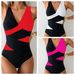 Women's Clothing Color Matching Cross Straps One Piece Bikini Swimsuit_ecoleips.com