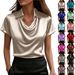 Summer Fashion Short Sleeve Shirt For Women Professional Style Solid Color Casual Turn Down Collar Button_ecoleips.com