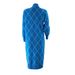 Modest Longline Cardigan For Muslim Women – Elegant Diamond Knit Open Front Cover-Up, Breathable Polyester Blend, Oversized Length (100cm+), Grey/Blue_ecoleips.com