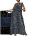 2024 Summer New European And American Cross-Border Women's Solid Color V-Neck Fashion Frayed Edge Patchwork Denim_ecoleips.com