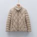 Pinghu Chixin 90 National Standard Autumn Winter New Lightweight Down Jacket Wave Pattern Women's Stand Collar Coat_ecoleips.com