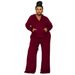 Women's Clothing High Waist Wide Leg Pants American Style Solid Color Casual Two Piece Suit For Autumn Winter_ecoleips.com