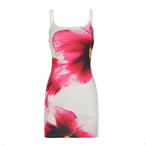2025 Summer Beach Vacation Flower Printed Exclusive Strap Sleeveless Bareback Slimming A-line Hoodie Short Skirt_ecoleips.com