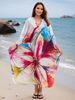 Plus Size Quick Drying Beach Cover Up Women's Loose Fit Kaftan Long Beach Robe Woven Front Design Wire Free_ecoleips.com