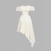 Elegant Lace Off-Shoulder Midi Dress for Women A-Line Asymmetrical Hem Cocktail Party Dress_ecoleips.com