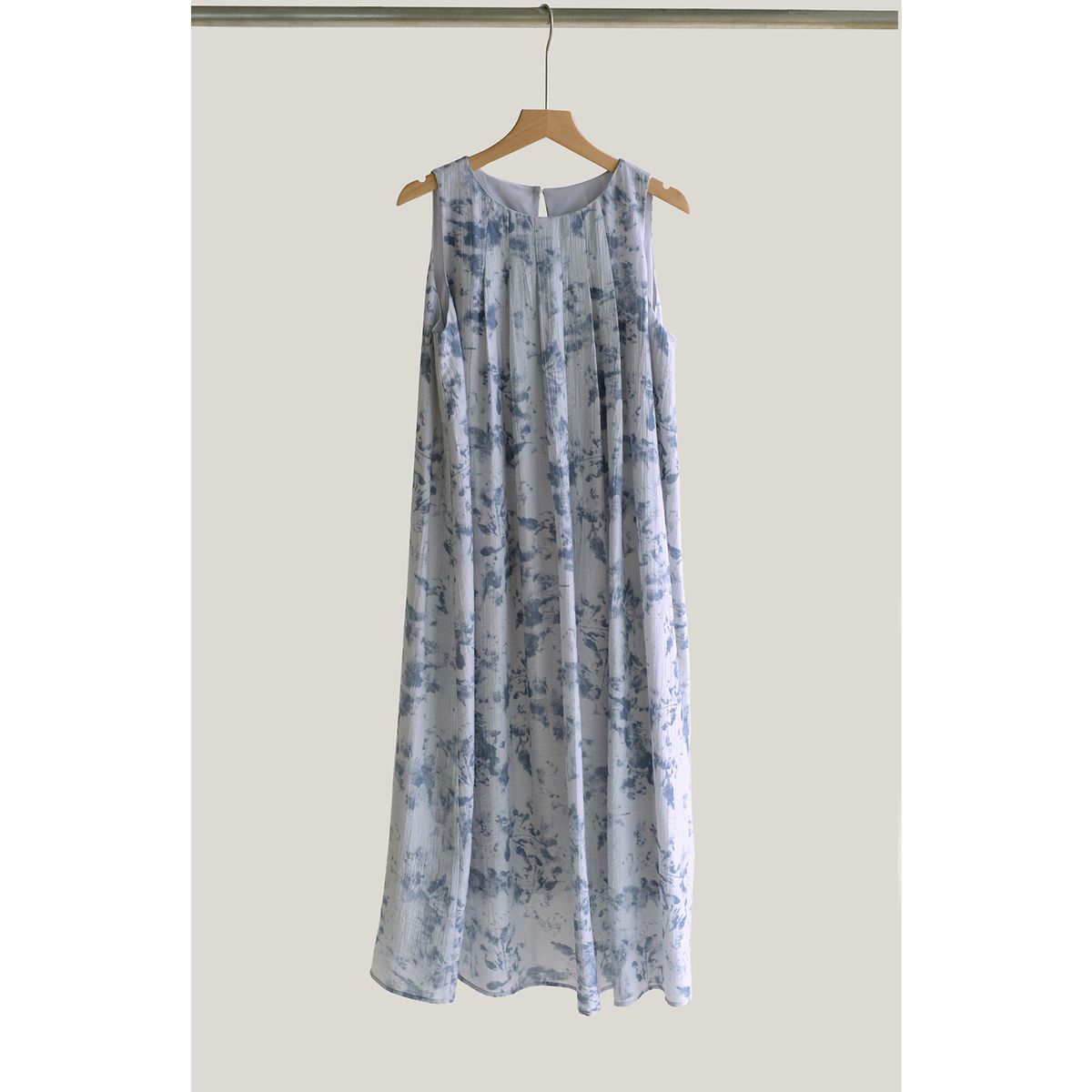 New Chinese Style Elegant Transparent Fairy Versatile Pleated Plant Print Tencel Nylon Sleeveless Dress For Women_ecoleips.com
