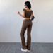Women's Clothing Versatile Leisure Sports Simple Solid Color Close Fitting Fashion Suits_ecoleips.com