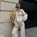 Women’s Clothing single simple high end solid color suit women's autumn and winter half zip sweater knitted straight trousers two piece set_ecoleips.com