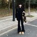 Black Slim-fit Micro-flare Jeans For Women, 2026 Spring/autumn New Style, High-waisted, Slimming, Petite-friendly,_ecoleips.com