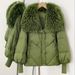 Women's Clothing Luxury Raccoon Fur Trim Down Jacket With Knit Cuffs, Thickened Winter Coat For Women, Fashionable Short Puffer With Detachable Hood_ecoleips.com