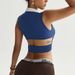 Women's Clothing Women's European American Style Yoga Vest Collared Color Block Fitness Wear Hollow Out Waist Cinching Tennis Sports Top_ecoleips.com