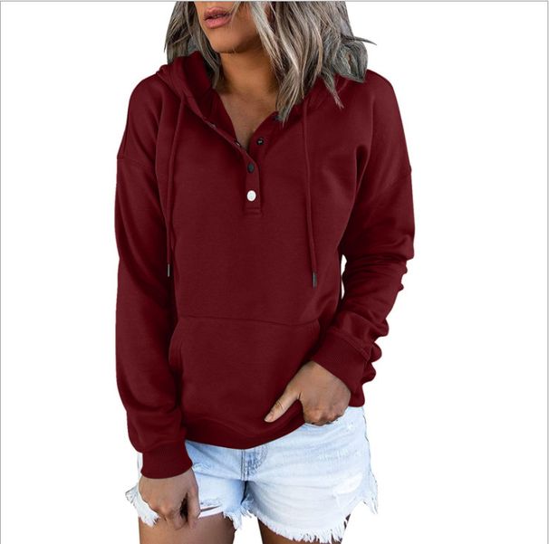 Women's Clothing site long sleeved loose casual hooded drawstring pocket sweatshirt_ecoleips.com