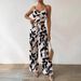 Women's Clothing Summer Fashion Sexy Suspenders Elastic Waist Tie Wide Leg Pants Two Piece Suit_ecoleips.com