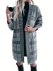 Chic Longline Houndstooth Cardigan – Oversized Open-Front Knit Wrap (Work To Weekend)_ecoleips.com