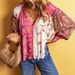 Aria Basics Aria Basics European And American Best-Selling Fashion Floral Print Shirt Women, 2025 Autumn New Style, Contrast Color V-Neck Long_ecoleips.com